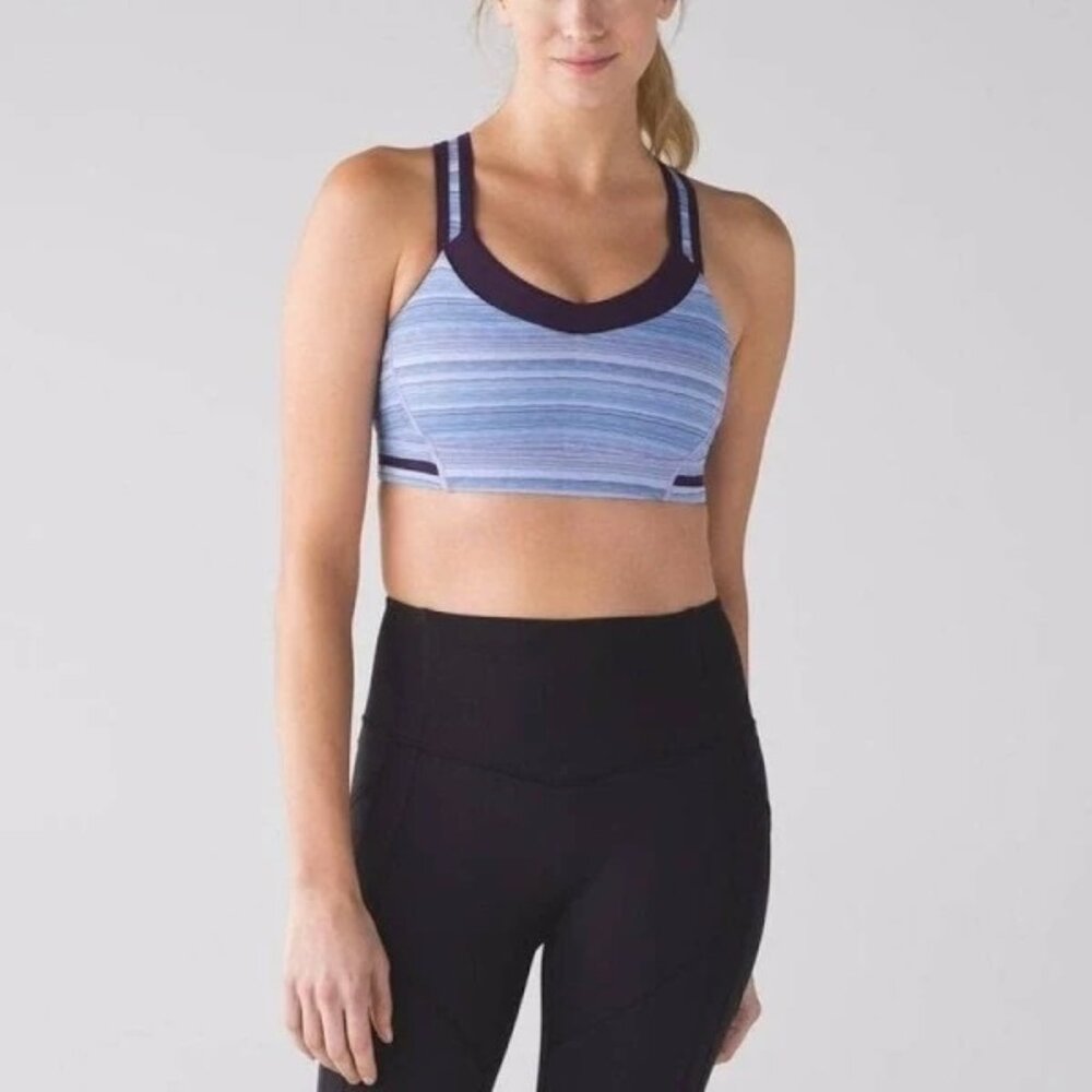 Lululemon Rack Pack Bra Color Wave Twist Lilac Caspian Blue/Deep Zinfandel- Sz 2